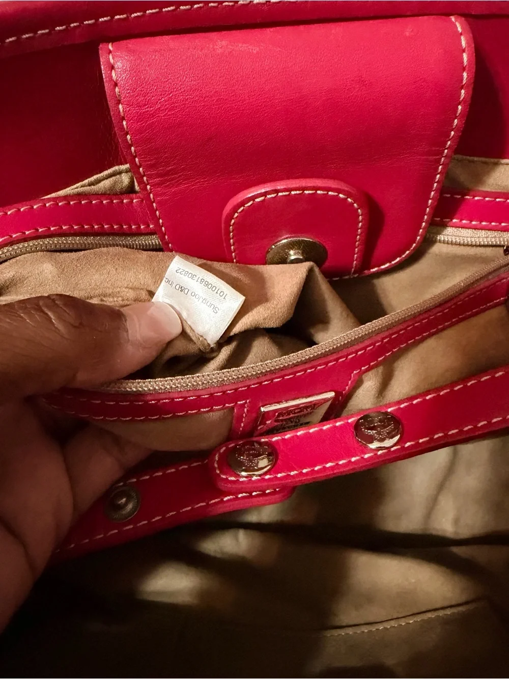 💯 Authentic MCM White & Hot Pink Signature Tote Bag